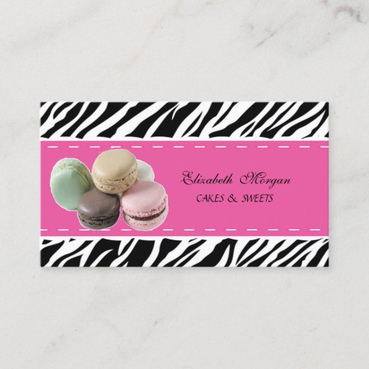 Elegante moderne zebraprint, Franse macaron Visitekaartje (Voorkant)