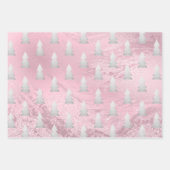 Elegante moderne zilver- en roze kerstpatronen inpakpapier vel (Voorkant 2)