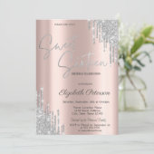 Elegante moderne zilveren druppels zoet 16 kaart (Staand voorkant)