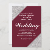 Elegante moderne zilveren glitter op Bourgogne Kaart (Voorkant)