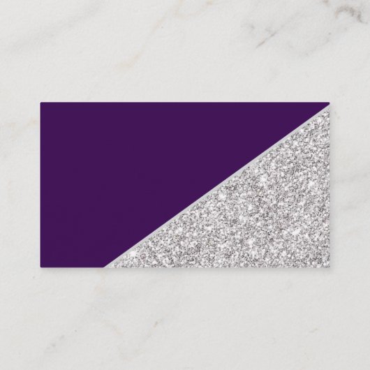 Elegante moderne zilveren glitter op Dark Paarse Informatiekaartje (Achterkant)