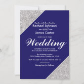 Elegante moderne zilveren glitter op Navy Blue Kaart (Voorkant)