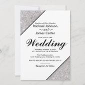 Elegante moderne zilveren glitter op witte achterg kaart (Voorkant)