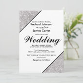 Elegante moderne zilveren glitter op witte achterg kaart (Staand voorkant)