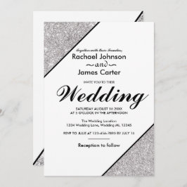 Elegante moderne zilveren glitter op witte achterg kaart