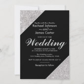 Elegante moderne zilveren glitter op zwart kaart (Voorkant)