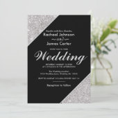 Elegante moderne zilveren glitter op zwart kaart (Staand voorkant)