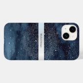 Elegante moderne zilveren mandala streep marinebla Case-Mate iPhone case (Achterkant (horizontaal))