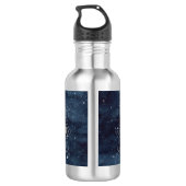 Elegante moderne zilveren mandala streep marinebla waterfles (Achterkant)