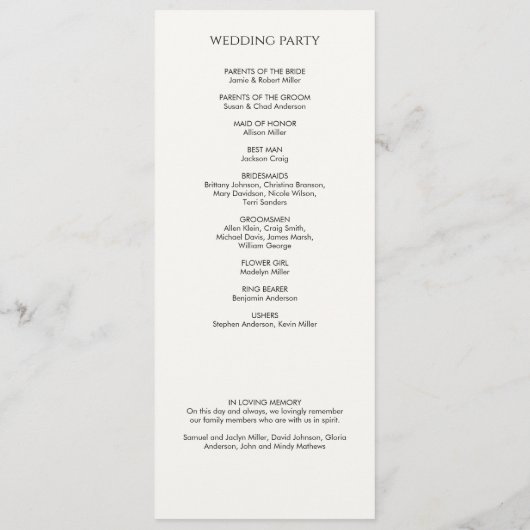 Elegante moderne zonnebloem bruiloft programmakaart (Achterkant)