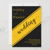 Elegante moderne zwart en goud delicate bruiloft kaart (Voorkant)