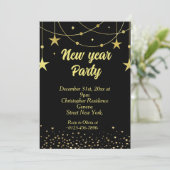 Elegante moderne zwart en goud oudejaarsavond kaart (Staand voorkant)