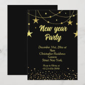 Elegante moderne zwart en goud oudejaarsavond kaart (Voorkant / Achterkant)
