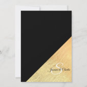 Elegante moderne zwart en gouden folie bruiloft kaart (Achterkant)