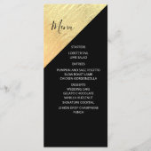 Elegante moderne zwart en gouden folie bruiloft menu (Voorkant)
