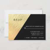 Elegante moderne zwart en gouden folie bruiloft RSVP kaartje (Voorkant)