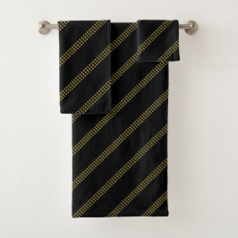 Elegante moderne zwart gestippelde gouden lijnen bad handdoek