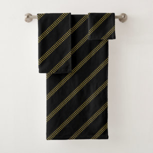 Elegante moderne zwart gestippelde gouden lijnen bad handdoek