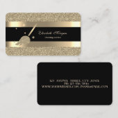 Elegante moderne, zwart goud gestreept glitter bez visitekaartje (Voorkant / Achterkant)