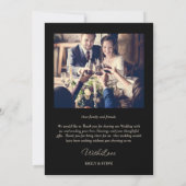 Elegante moderne zwart gouden botanische bruiloft  bedankkaart (Achterkant)