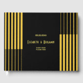 Elegante moderne zwart-gouden bruiloft gastenboek (Voorkant)