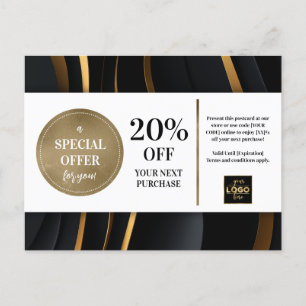 Elegante moderne zwart gouden coupon korting briefkaart