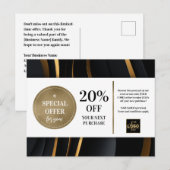 Elegante moderne zwart gouden coupon korting briefkaart (Voorkant / Achterkant)