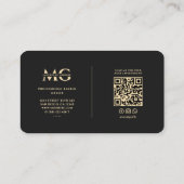 Elegante moderne zwart gouden kapperszaak visitekaartje (Achterkant)