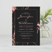 Elegante moderne zwart gouden marmeren bruiloft kaart (Staand voorkant)