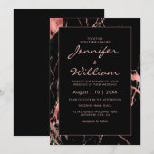 Elegante moderne zwart gouden marmeren bruiloft kaart (Voorkant / Achterkant)