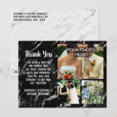 Elegante moderne zwart marmeren bruiloft dank u ka briefkaart (Voorkant / Achterkant)