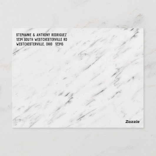 Elegante moderne zwart marmeren bruiloft dank u ka briefkaart (Achterkant)