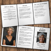 Elegante moderne zwart-wit 2-foto begrafenis drieluik programma