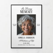 Elegante moderne zwart-wit 2-foto begrafenis drieluik programma (Cover)