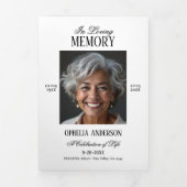 Elegante moderne zwart-wit 2-foto Memorial Drieluik Programma (Cover)