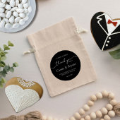 Elegante moderne zwart-wit bruiloft dank u ronde sticker