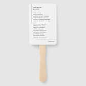 Elegante moderne zwart-wit bruiloft programma's handwaaier (Achterkant)