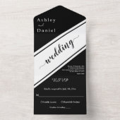 Elegante moderne zwart-wit chique bruiloft all in one uitnodiging (Binnen)