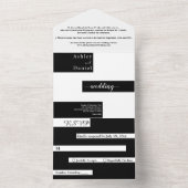 Elegante moderne zwart-wit chique bruiloft all in one uitnodiging (Binnen)