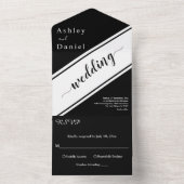 Elegante moderne zwart-wit chique bruiloft all in one uitnodiging (Binnen)