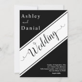 Elegante moderne zwart-wit chique bruiloft kaart (Voorkant)