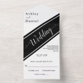 Elegante moderne zwart-wit delicate bruiloft all in one uitnodiging (Binnen)