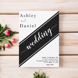 Elegante moderne zwart-wit delicate bruiloft kaart