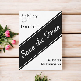 Elegante moderne zwart-wit delicate bruiloft save the date