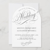 Elegante moderne zwart-wit eenvoudige boog bruilof kaart (Voorkant)