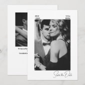 Elegante moderne zwart-wit eigentijdse trouwdag save the date (Voorkant / Achterkant)