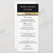 Elegante moderne zwart wit en goud bruiloft menu (Voorkant / Achterkant)