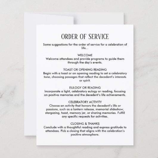 Elegante moderne zwart-wit foto begrafenisprogramm (Achterkant)