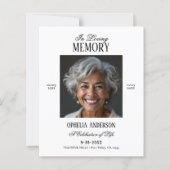 Elegante moderne zwart-wit foto begrafenisprogramm (Voorkant)