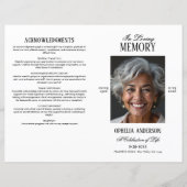 Elegante moderne zwart-wit foto begrafenisprogramm (Voorkant)